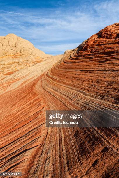 multi-layered rock formations at white pocket in arizona - the wave coyote buttes stock pictures, royalty-free photos & images