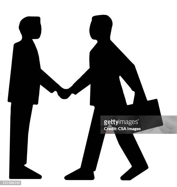 two men shaking hands - handshake logo stock illustrations