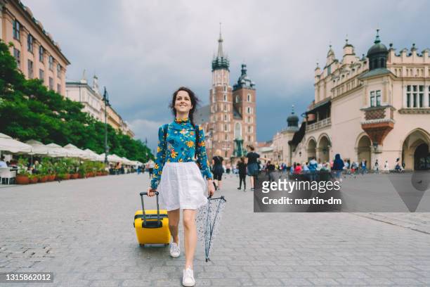 tourist exploring the best of europe - daily life in krakow stock pictures, royalty-free photos & images