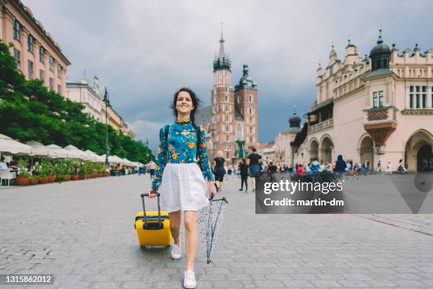 tourist exploring the best of europe - krakow imagens e fotografias de stock