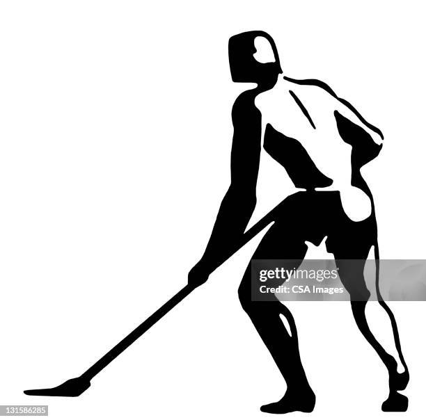 man cleaning - builder logo stock illustrations