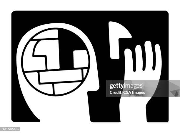 man with puzzle brain - deep understanding icon stock illustrations