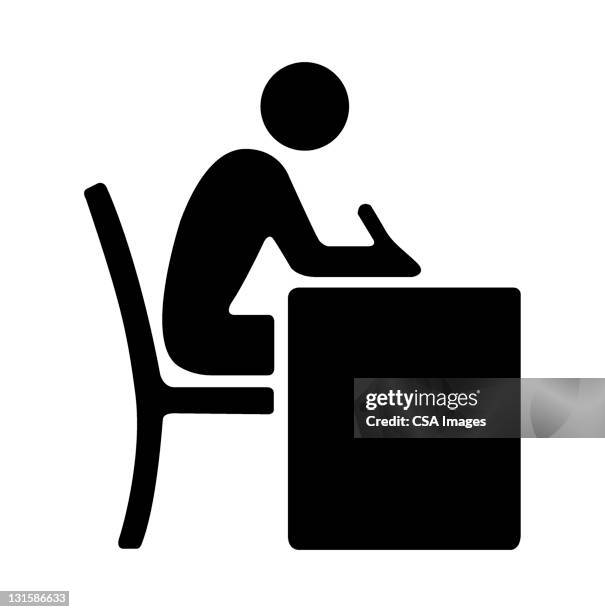 person at desk - study desk stock illustrations