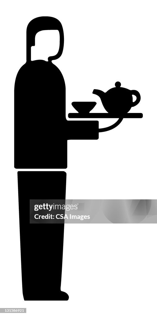 Waiter Holding Tray