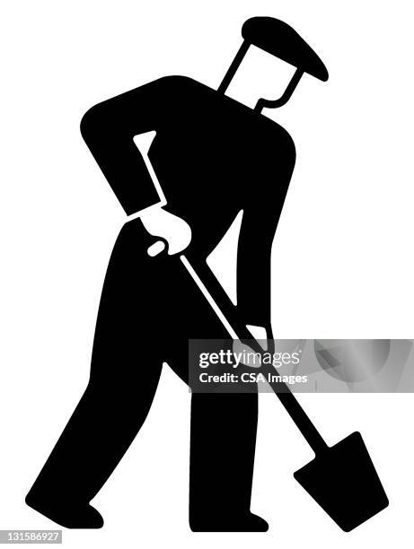 man using shovel - spade stock illustrations