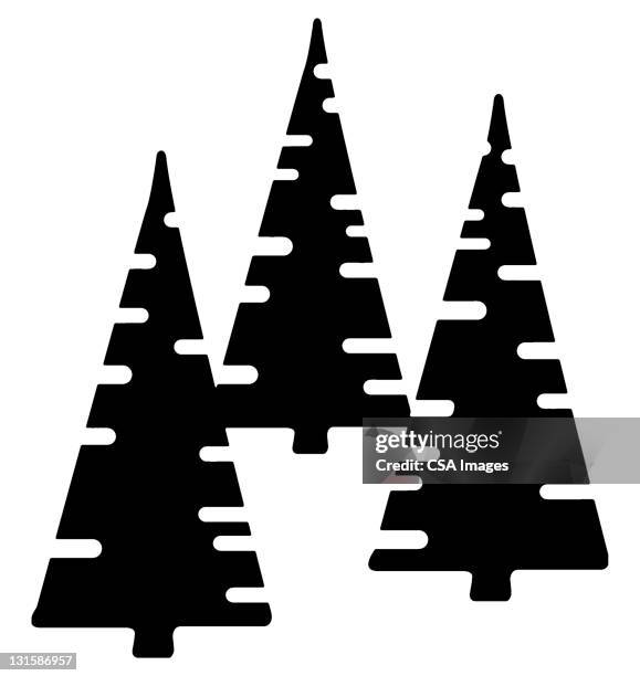 three trees - christmas pine stock illustrations