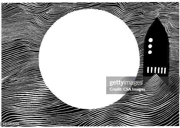 space ship moon - rocket stock illustrations