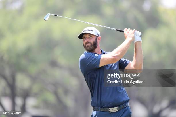 Dustin Johnson of the United States plays his shot from the 17th tee during the final round of the Valspar Championship on the Copperhead Course at...