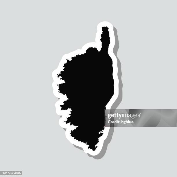 corsica map sticker on gray background - corsica stock illustrations