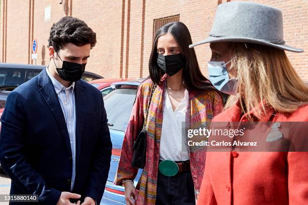 Princess Elena of Spain accompanied by her children Victoria Federica de Marichalar y Borbon and Felipe Juan Froilan de Marichalar y Borbon attend...