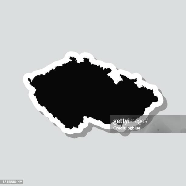 czech republic map sticker on gray background - prague stock illustrations