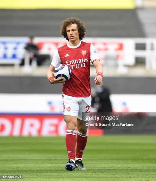 David Luiz of Arsenal during the Premier League match between Newcastle United and Arsenal at St. James Park on May 02, 2021 in Newcastle upon Tyne,...