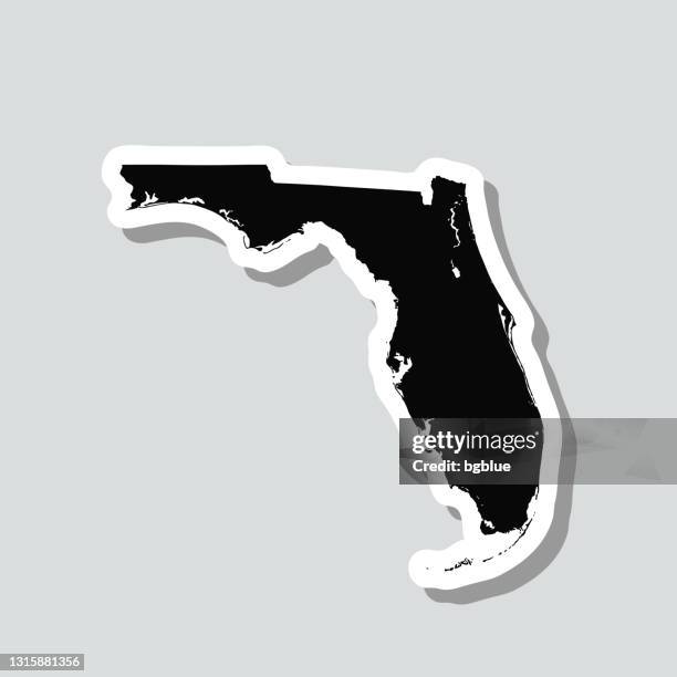 186 3d Map Of Florida Stock Photos - Florida Map Sticker On Gray Background 