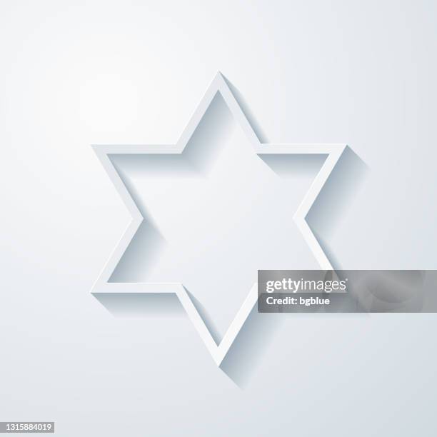 大衛之星圖示在空白背景上具有剪紙效果 - star of david 幅插畫檔、美工圖案、卡通及圖標