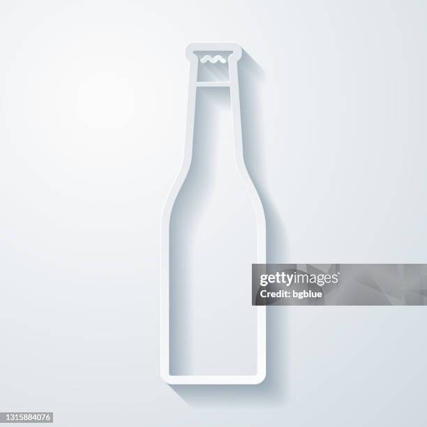 beer bottle. icon with paper cut effect on blank background - cider stock illustrations