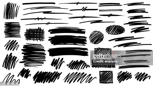 schwarze stiftmarkerformen - brush stroke on white stock-grafiken, -clipart, -cartoons und -symbole