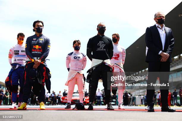 Daniel Ricciardo of Australia and McLaren F1, Sergio Perez of Mexico and Red Bull Racing, Yuki Tsunoda of Japan and Scuderia AlphaTauri, Lewis...