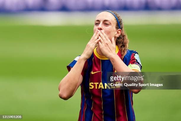 Alexia Putellas of FC Barcelona celebrates after the UEFA Women's Champions League Semi Final match between FC Barcelona and Paris Saint-Germain at...