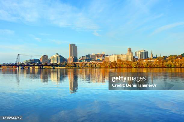 downtown albany along the hudson river - albany new york stock pictures, royalty-free photos & images