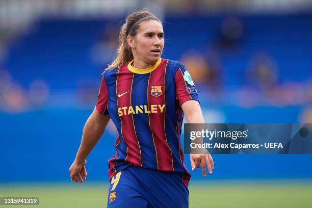 Mariona Caldentey of FC Barcelona looks on during the UEFA Women's Champions League Semi Final match between Barcelona and Paris Saint-Germain at...