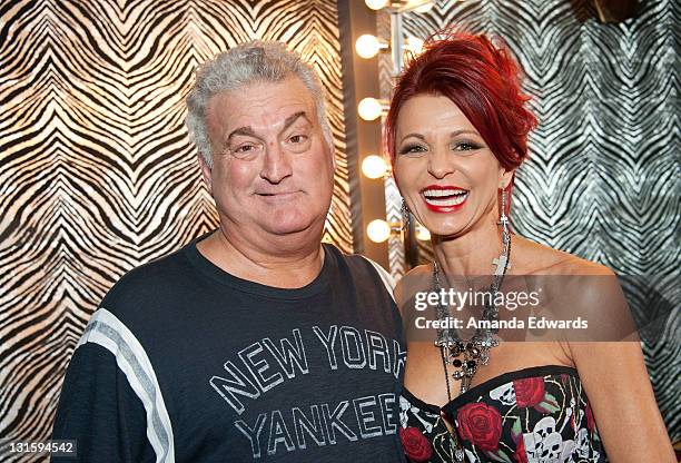 Radio personality Joey Buttafuoco and his wife Evanka pose backstage at the FilmOn "Celebrity Fight Night" at Avalon on November 5, 2011 in...