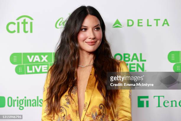 In this image released on May 2, Olivia Munn attends Global Citizen VAX LIVE: The Concert To Reunite The World at SoFi Stadium in Inglewood,...