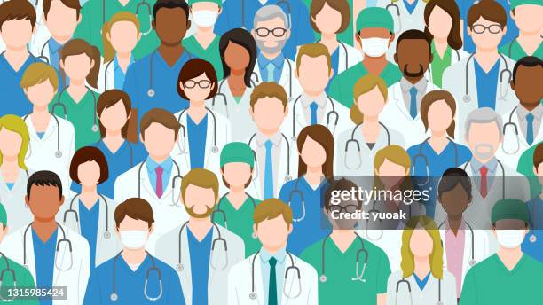 group of health care workers. - japan old lady stock illustrations