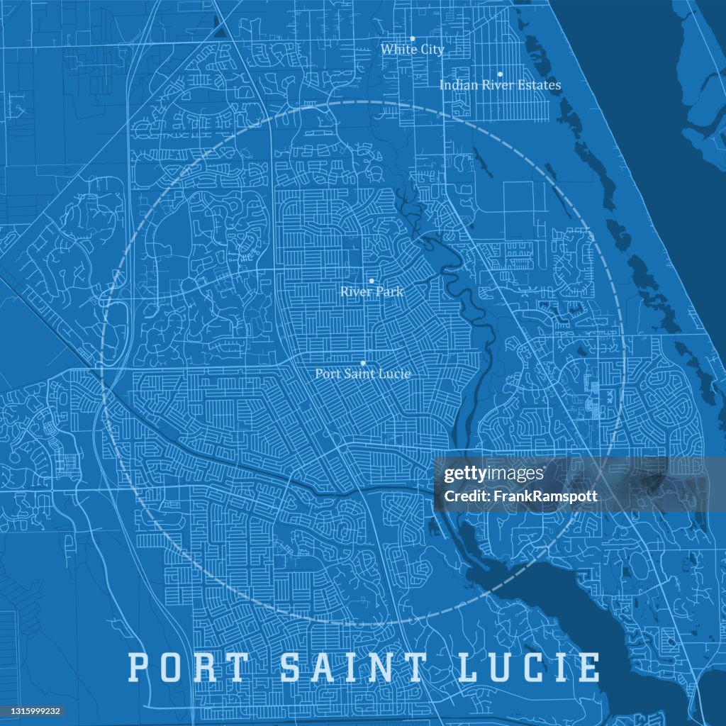 Port Saint Lucie FL City Vector Road Map Blue Text