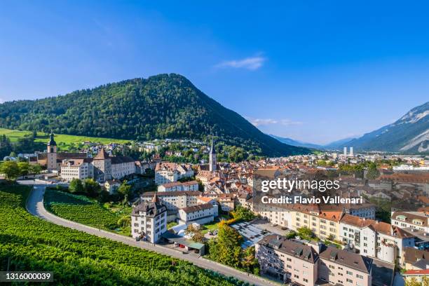 switzerland - panorama of chur - graubunden canton stock pictures, royalty-free photos & images