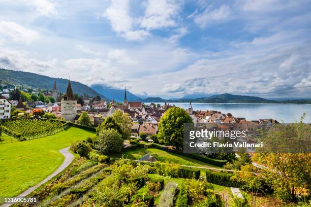 switzerland - panorama of zug - zug stock pictures, royalty-free photos & images