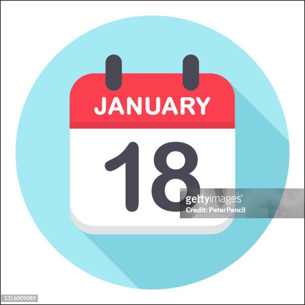 january 18 - calendar icon - round - number 18 stock illustrations