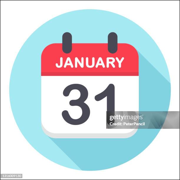 january 31 - calendar icon - round - 31 january stock illustrations