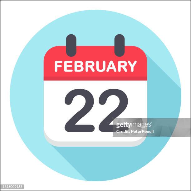 february 22 - calendar icon - round - the who february 22 stock illustrations