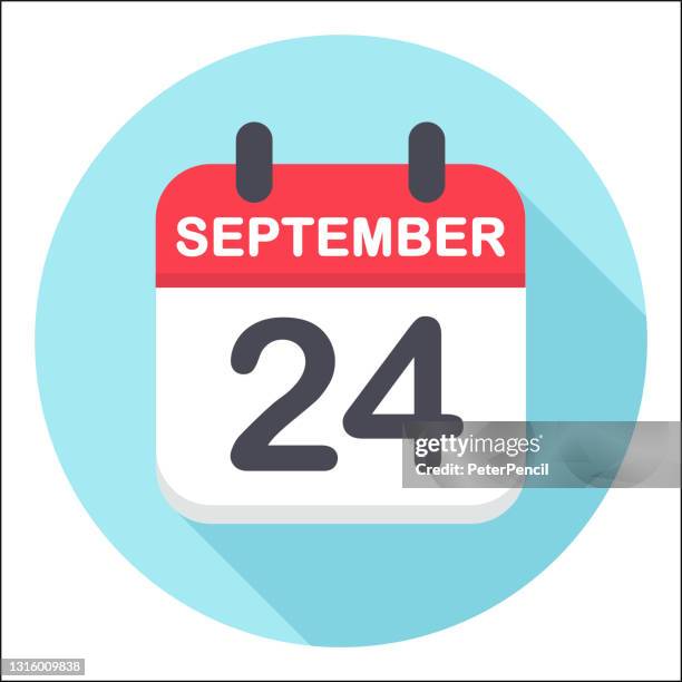 ilustrações de stock, clip art, desenhos animados e ícones de september 24 - calendar icon - round - setembro