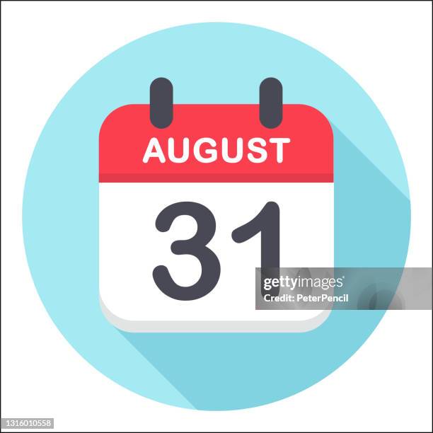 august 31 - calendar icon - round - august stock illustrations