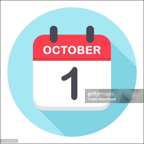 october 1 - calendar icon - round - today stock illustrations