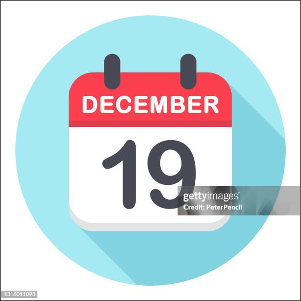 december 19 - calendar icon - round - number 19 stock illustrations