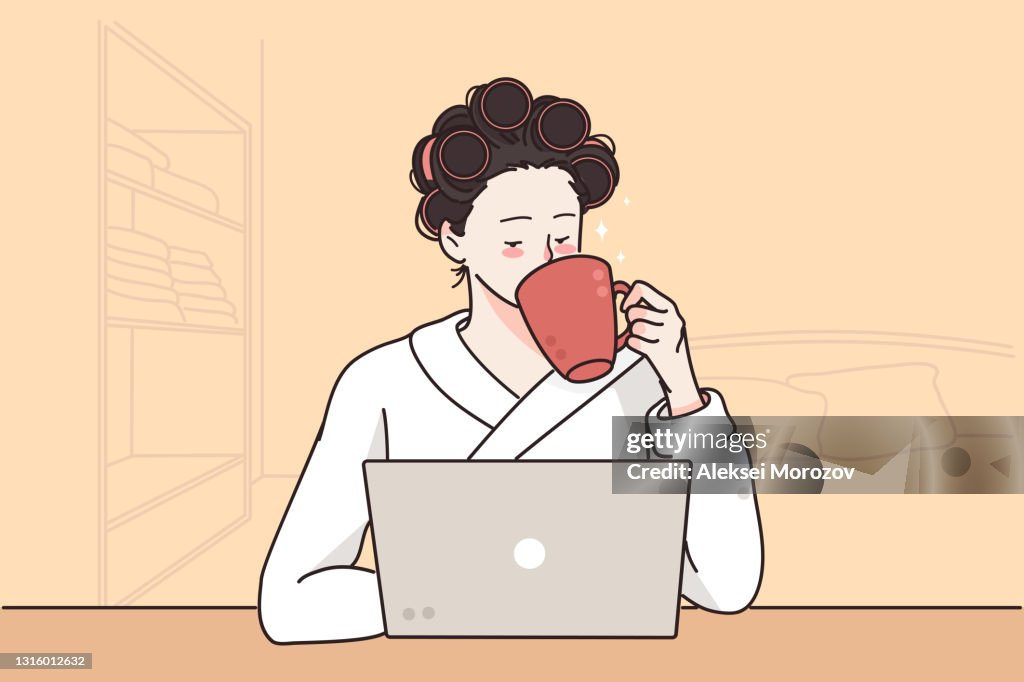 Remote Distant Work And Freelance Concept High-Res Vector Graphic ...