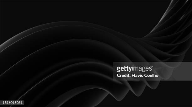 3d rendering of black swirl on black background - color negro fotografías e imágenes de stock