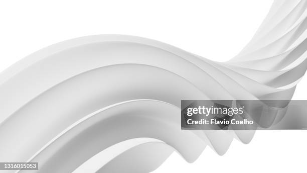 3d rendering of white swirl on white background - blank image foto e immagini stock