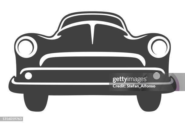 stockillustraties, clipart, cartoons en iconen met eenvoudige uitstekende auto - klassieke auto