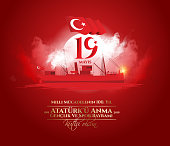 vector illustration May 19 Commemoration of Ataturk, Youth and Sports Holiday