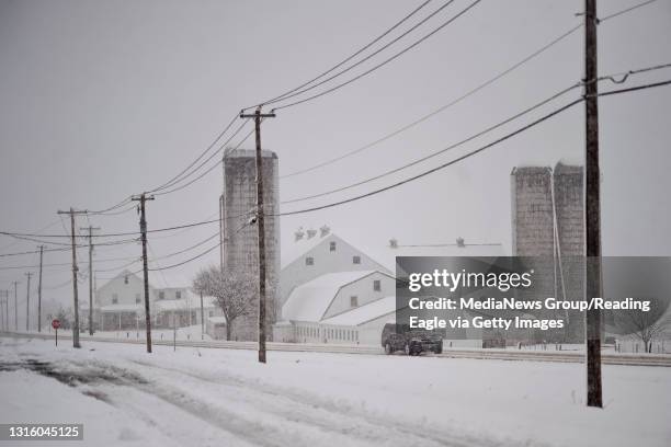 An S.U.V. Drives along Route 322 in Chester County on March 7, 2018. Photo by Natalie Kolb