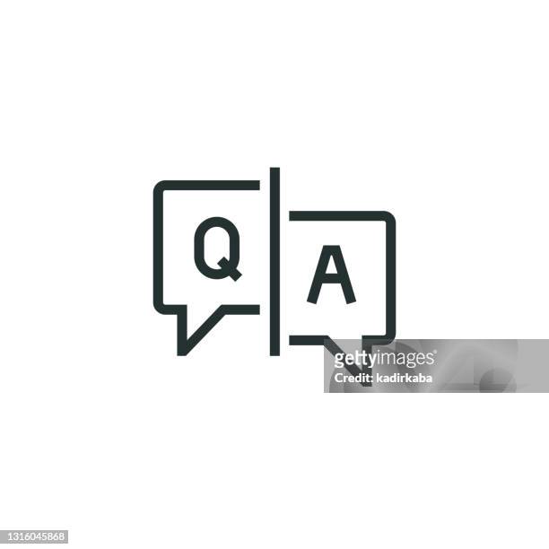question and answers line icon - solutions stock illustrations