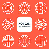 Traditional Korean symbols and patterns - vector illustration