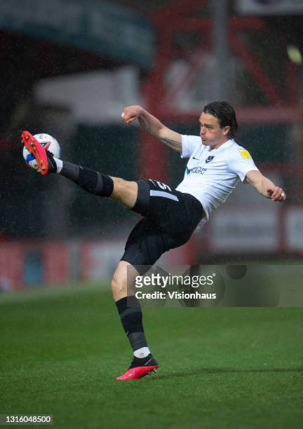 Rasmus Nicolaisen of Portsmouth during the Sky Bet League One match between Accrington Stanley and Portsmouth at The Crown Ground on April 27, 2021...
