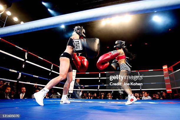 Personality Tila Tequila fight adult entertainer Cami Parker during "Celebrity Fight Night" At The Avalon on November 5, 2011 in Hollywood,...