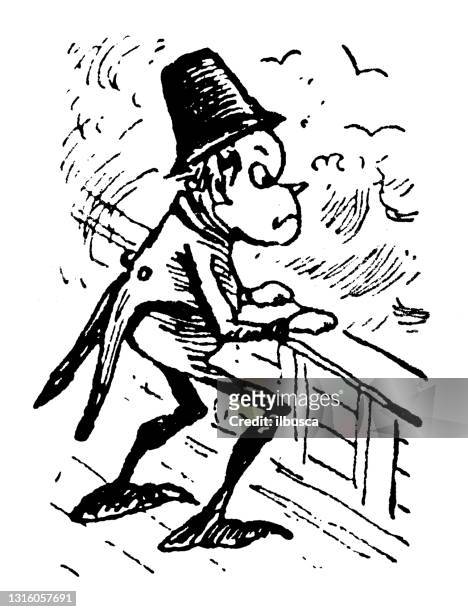 illustrazioni stock, clip art, cartoni animati e icone di tendenza di illustrazione antica di divertenti personaggi dei fumetti dei cartoni animati ("the brownies", 1887) - goblin