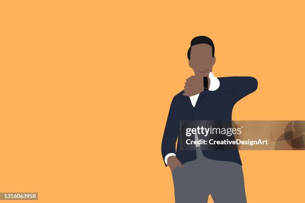 geschäftsmann schaut auf watch, überprüfen sie die zeit und warten auf das treffen - verspätet stock-grafiken, -clipart, -cartoons und -symbole