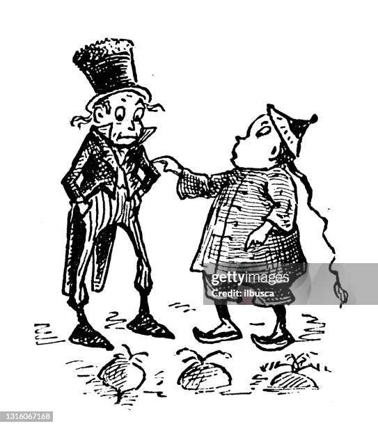 stockillustraties, clipart, cartoons en iconen met antieke illustratie van grappige beeldverhaal grappige karakters ("brownies", 1887) - dwarf